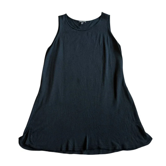 Eileen Fisher Black Sleeveless Shift Dress Mini Length Stretch Size Large Womens - Picture 1 of 8